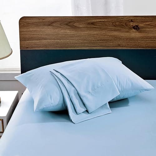 FreshCulture Light Blue Pillowcases Queen Size 2 Pack - Pillowcase Set - Envelope Closure - Soft Brushed Microfiber Fabric - 20x30 Inches Pillow Case Set of 2 for Home, Hotels, Schools - Image 1