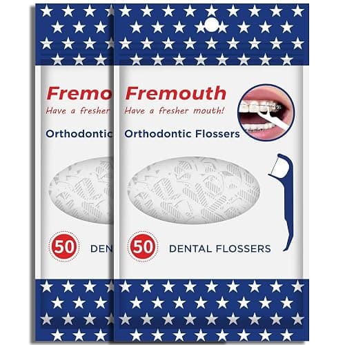 Fremouth Orthodontic Flossers for Braces - Ortho Floss Picks, 100 Count | Upgraded Braces Flossers, Dental Flossers 50 Count (Pack of 2) for Adults & Kids - Image 1