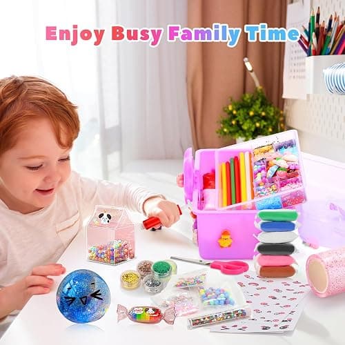 Lokuc Nano Tape Bubble Kit for Kids with Box, 19.7Ft Nano Tape Squishy Maker with Glitter, Clay, Beads, Stickers and Tutorials, Gifts for Boys Girls Aged 4, 5, 6, 7, 8, 9 Years Old thumbnail 6