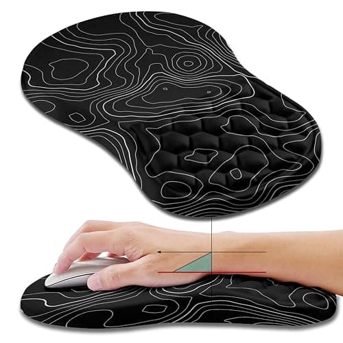 Hokafenle Ergonomic Mouse Pad Wrist Support, Wrist Rest Mousepad for Carpal Tunnel Pain Relief with Integrated Memory Foam Slope Massage Bulge (11.8x7.9 inch,Topographic Contour) - Image 1