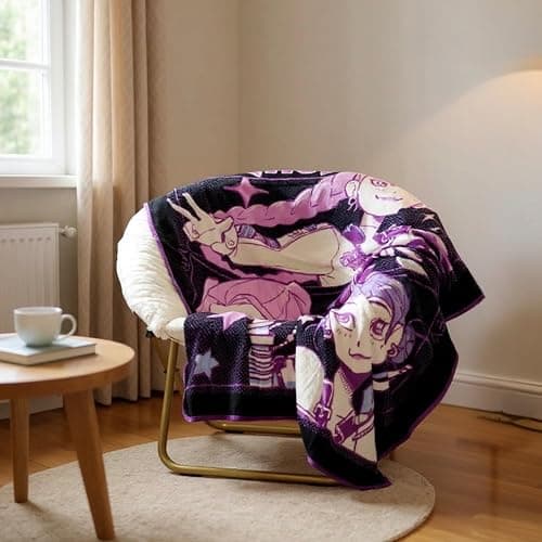 HUNTRX Kpop Demon Hunters Super Soft Fleece Throw Blanket, Purple and Black, 46x60 Inch thumbnail 2