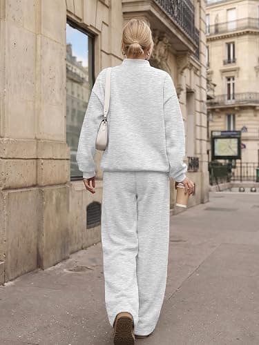 Trendy Queen Womens Mock Neck 2 Piece Lounge Sets Sweatsuits Fall 2026 Oversized Sweatshirts & Wide Leg Sweatpants thumbnail 4
