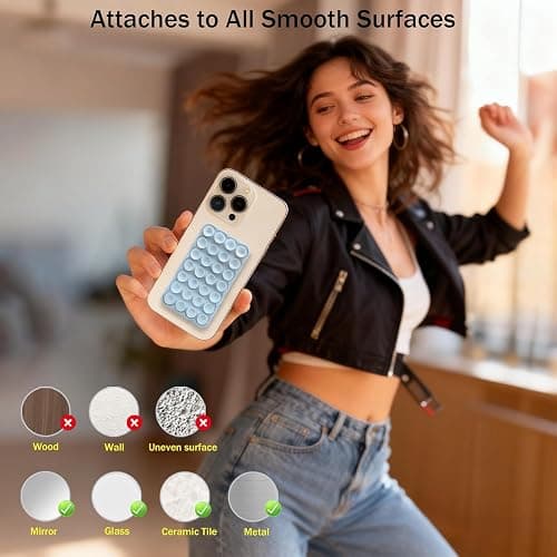 DreamsLink.LC Silicone Double-Sided Suction Cup Phone Case Detachable Mount, Fidget Sticky Phone Grip Hands-Free for Selfies & Videos, Trending TikTok Items Gift for Content Creator(White, Small) thumbnail 5