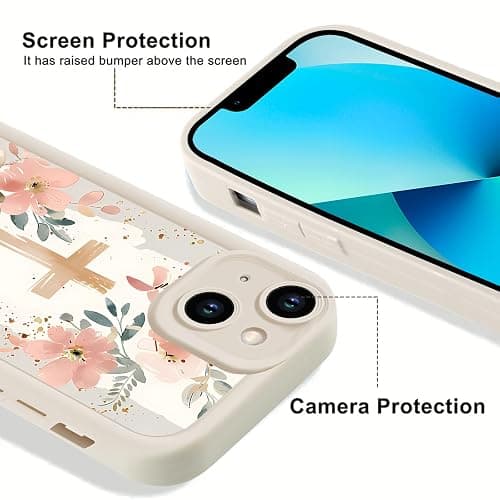 Aoldimu 2 Pack Floral Christian Cross Jesus Bible Verse Phone Cases for iPhone 13 for Women Girls,Soft Shockproof Protective Cover with Christian Quotes for iPhone 13 6.1" thumbnail 2