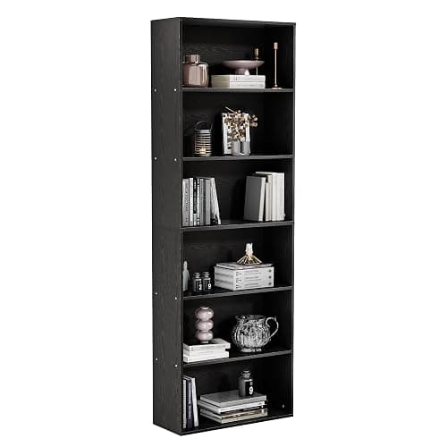 GRUSIGN 71" Tall 6-Tier Bookshelf, Large Open Display Bookcase with Ample Storage, Floor Standing Book Shelf for Living Room, Home Office, Bed Room, Black thumbnail 4