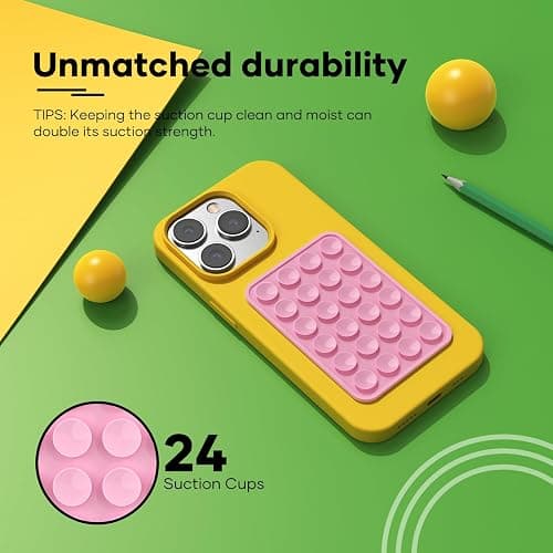 Silicone Phone Sticky Grip, Suction Phone Case Mount for iPhone and Android, Hands-Free Sticky Cell Phone Grip, Mobile Fidget Mirror Holder for Selfies and Videos thumbnail 4
