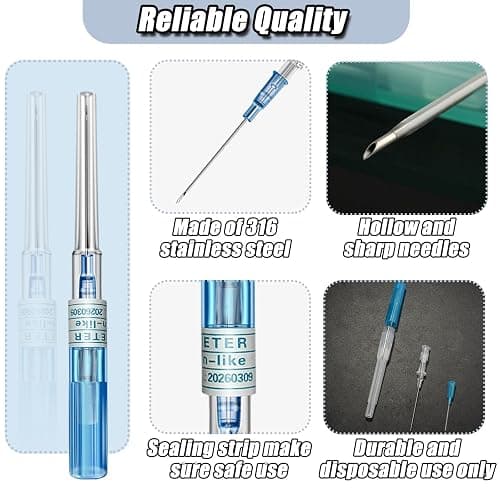 YONGDA Catheter Piercing Needles 50Pcs Mixed Sizes 14G 16G 18G 20G 22G | Hollow Piercing Needles Kit, 316L Stainless Steel for Ear Nose Cartilage Lip Navel Piercing Supplies thumbnail 3