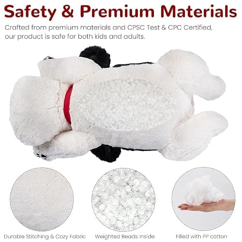 meowtastic Black & White Dog Weighted Stuffed Animals - 22 Inch 4.5 Pounds Weighted Plush Dog Stuffed Animals - Big Stuffed Dog Plush Pillow - Cute Plush Toys Gifts for Kids & Adults (22" 4.5 lbs) thumbnail 4