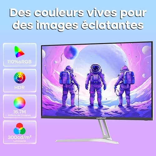 Amzfast Monitor da Gaming 24 Pollici - 200Hz, FHD 1920x1080, Fast IPS, 1ms MPRT, 80% DCI-P3, 110% sRGB, HDR, Anti-Luce Blu, Adaptive Sync, VESA 75x75, HDMI 2.0/DP 1.4, Bianco - AMZG24X1W thumbnail 5