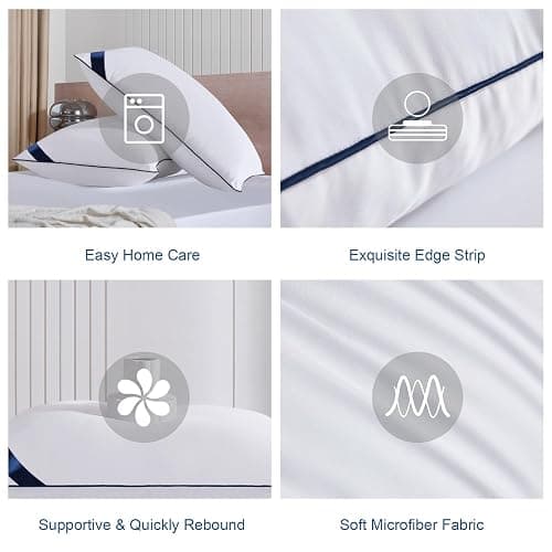 Meoflaw Pillows Queen Size Set of 4,Soft Microfiber Queen Pillows with Hollow Fiber,Hotel Quailty Bed Pillows for Sleeping 4 Pack for Back,Stomach Sleeper thumbnail 4