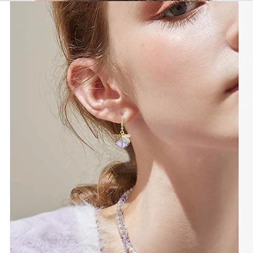 unixmoment Bohemian Sparkly Crystal Moonstone Vintage Gold Dragonfly Dangle Drop Leverback Earrings For Women thumbnail 3
