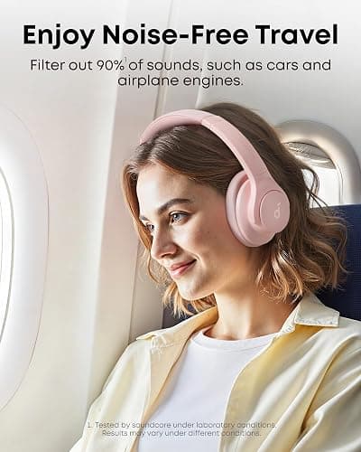 Soundcore by Anker Q20i Hybrid Active Noise Cancelling Headphones, Pink | Over-Ear, Bluetooth, 40H ANC Playtime, Hi-Res Audio, Big Bass, Transparency Mode, Customize via App, Travel, Home, Office thumbnail 2