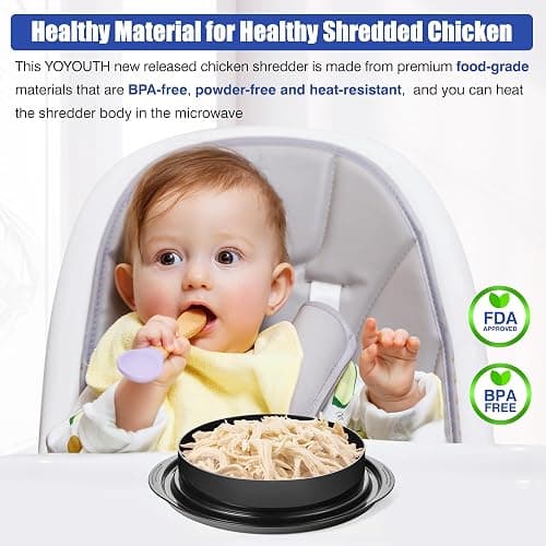 Chicken Shredder Tool Twist: 2025 Pro Food-Grade Visible Meat Shredder with Strong Anti-Slip Base, Ergonomic Handle, Chicken Breast Shredder, Suitable for Pork Beef Chicken - Black thumbnail 5