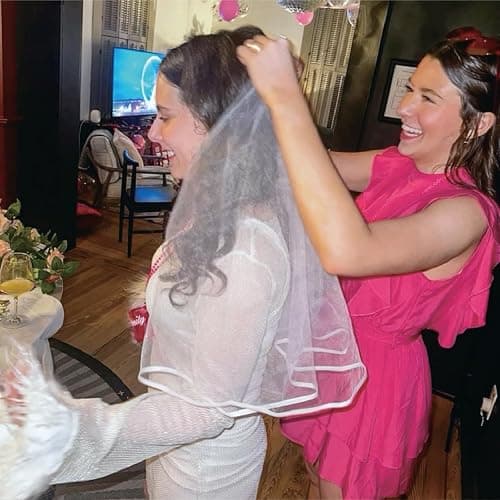 Bride Squad Wedding Veils for Brides Lightweight Tulle Bacheolrette Party Veils for Women Wedding Double Layer Bridal Veil with Soft Scalloped Edging with Comb thumbnail 4