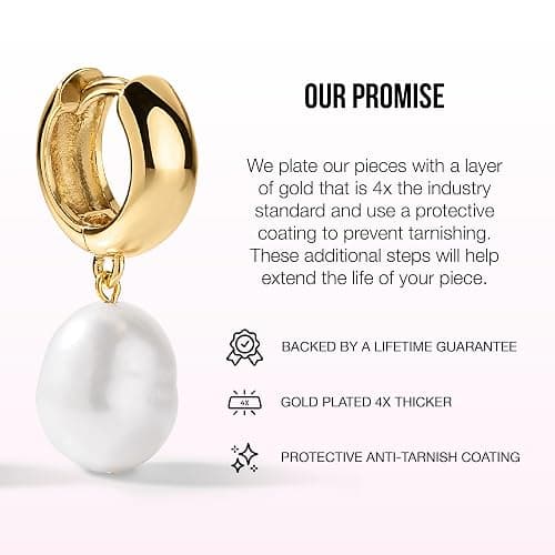Electric Picks San Tropez Huggie Hoop Earrings - 14kt Gold Plated Pearl Earrings, Lightweight Earrings for Women, All Occasions thumbnail 7