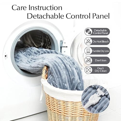 SNUGSUN Heated Blanket Throw Size, Soft and Cozy Electric Heating Blanket for Bed, Automatic Safety System 6 Heating Levels & 4 Hours Auto-Off, 50" x 60" Dark Grey thumbnail 8