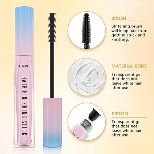 5 Packs Set Hair Wax Stick，Hair Finishing Stick and Edge Brush Rat Tail Comb Bristle Hair Brush，Slick Stick for Hair Non-greasy Styling Hair Pomade Stick，Hair Bun Hair Accessories for Women Grils thumbnail 2