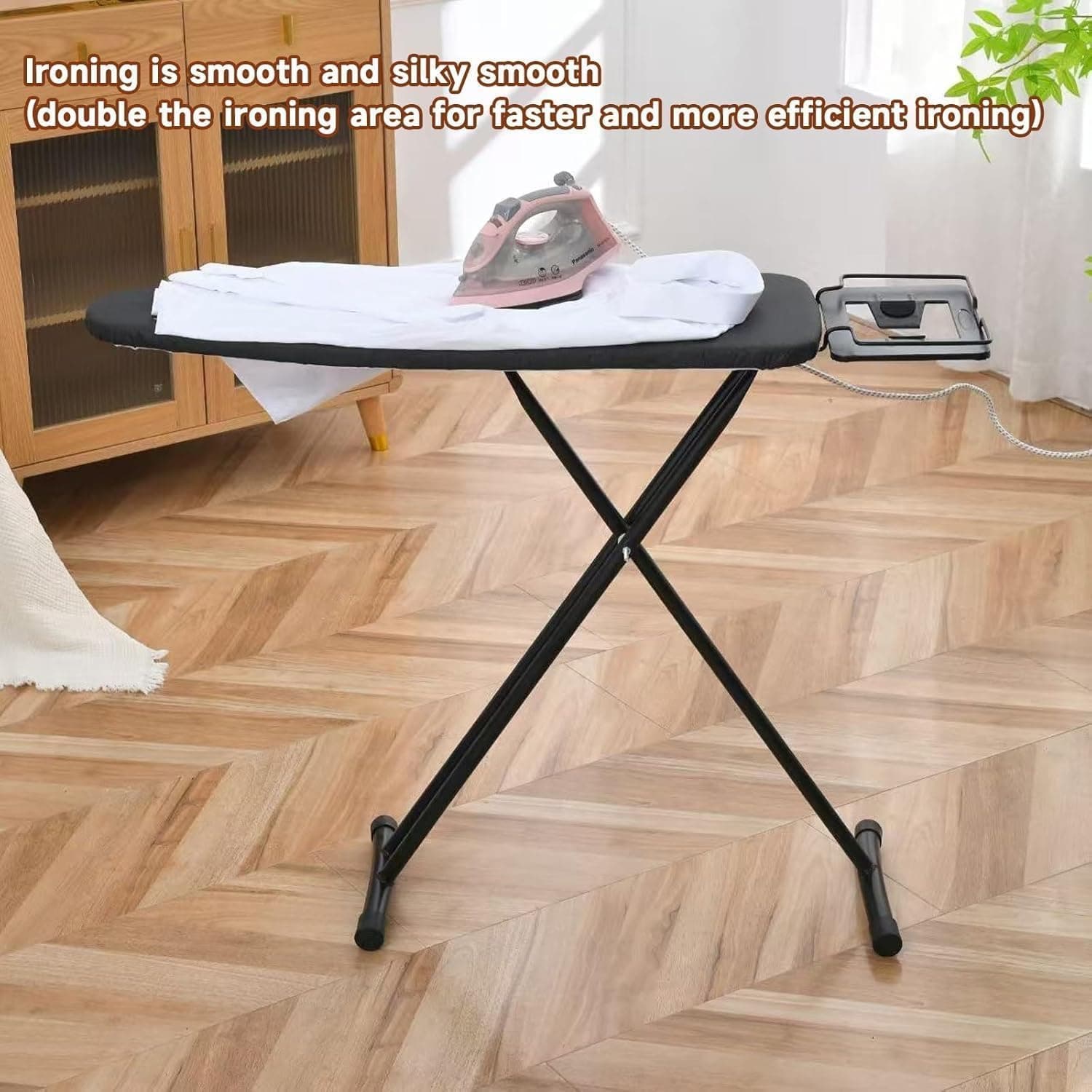 Quintin Ironing Board 110×33cm Folding Iron Board with Iron Rest | 73-90cm Adjustable Height Heavy Sturdy Legs,Extra Thick Heat Resistant Surface Cover, Space Saving Design Home thumbnail 6
