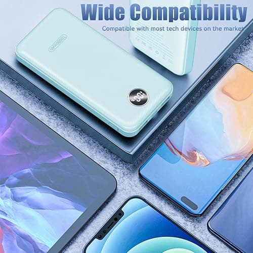 Byobyc Portable Charger, Compact 10000mAh Power Bank with Type-C Cable, 22.5W Fast Charging External Battery Pack with LED Digital Display for iPhone, Android (Blue) thumbnail 3