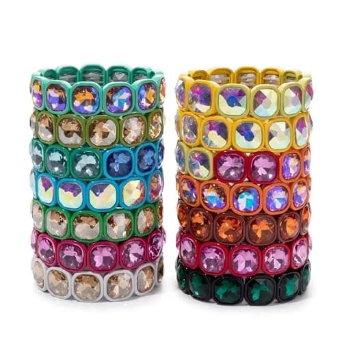 ZYEUGYXA Colorful 15mm Crystal Elastic Bracelet Enamel Stretch Rhinestone Bangle Tile Bead Bracelet For Women thumbnail 2