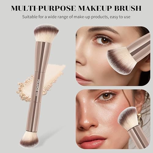 MAANGE 7pcs Makeup Brush Set Double Sided Kabuki Makeup Brushes Contour Brush for Foundation Liquid Powder Concealer Cream Cosmetics Bronzer Blending Blush Buffing Makeup Tools (Gold) thumbnail 6
