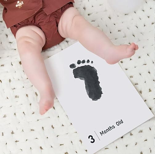 14 Pieces Baby Inkless Milestone Cards,1 Month to 12 Month Hand and Footprint Kit,Dog or Cat Pet Paw Print Kit,Newborn Safe Inkless Pad,Hello World Newborn Sign Memory Kit(14 Ink Pad+14 Papers) thumbnail 5