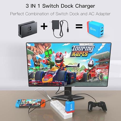 Mirabox 65W Portable Switch Dock Charger for Nintendo Switch, Compatible with OLED/Steam Deck/ROG Ally/Samsung Dex/iPad/MacBook, 4K 60Hz USB C TV Docking Station, with Charging and HDMI Output thumbnail 3