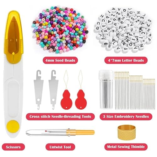 PAXCOO 488Pcs String Bracelet Making Kit, Friendship Bracelet String Kit with 50 Skeins Embroidery Floss Cross Stitch Thread, 400Pcs Friendship Bracelet Beads, 37Pcs Embroidery Tools thumbnail 4