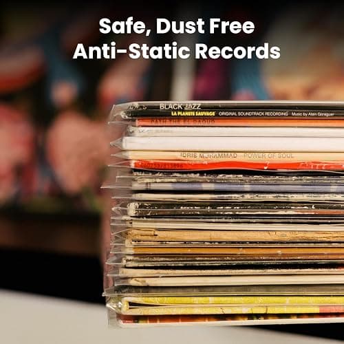 EVEO 100 Vinyl Record Sleeves Outer – Crystal Clear Outer Vinyl Sleeves LP Album Covers 12.75"x12.75" | Perfect Fit Protective 3 Mil Protection for Single & Double LPs - Archival Quality thumbnail 6