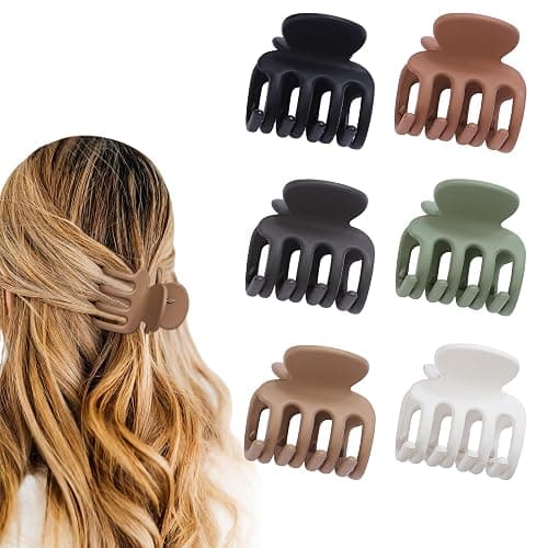 USDNICE 6 Pcs Hair Clips Small Claw Clips for Thin Hair Medium Matte Non-slip Hair Accessories for Women and Girls (Brown) thumbnail 9