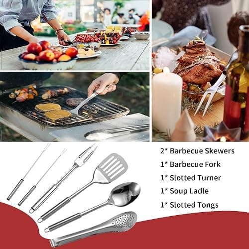Portable Camping Kitchen Utensil Set-27 Piece Cookware Kit, Stainless Steel Outdoor Cooking and Grilling Utensil Organizer Travel Set Perfect for Travel, Picnics, RVs, Camping, BBQs, Parties and More thumbnail 5