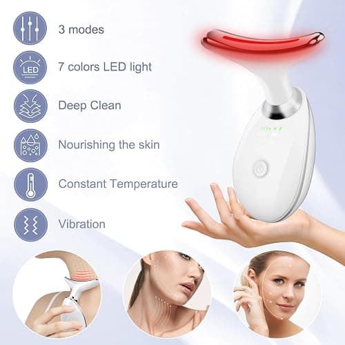 Facial Massager,7 Color LED Light Therapy for Face and Neck,Portable Beauty Skin Care Tools thumbnail 3