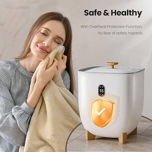 AGLUCKY Towel Warmer for Bathroom, 25L Large Towel Warmers Bucket with 2 Heating Modes, LCD Screen, 20/40/60/90 Min Auto Shut-Off, Fits Blankets, Bathrobes, PJ's, Ideal Gift for Family, White thumbnail 7