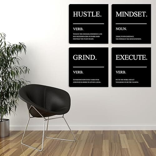 Motivational Wall Decor Posters Inspirational Canvas Wall Art Quotes Motivational Office Wall Decor Print Pictures for Living Room Bedroom Posters Framed Artwork Home Decor Decorations 12"x12"x4pcs thumbnail 2
