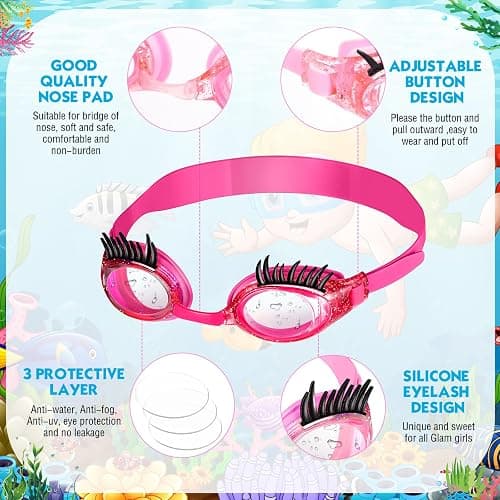 Konohan Kids Swim Goggles Eyelashes Girls Funny Goggle thumbnail 5
