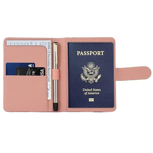 Melsbrinna Premium Leather Passport Holder Covers Case, Waterproof Rfid Blocking Travel Wallet Passport Holder with Pen Holder, Cute Passport Book for Women/Men thumbnail 2