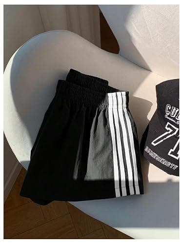 MakeMeChic Women's Y2k Striped Sweat Shorts Wide Leg Lounge Shorts Track Basketball Shorts thumbnail 3