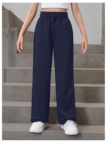 SOLY HUX Girl's Straight Wide Leg Sweatpants Casual High Waisted Baggy Joggers Track Pants thumbnail 4