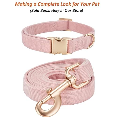 YUDOTE Corduroy Dog Leash 5 Ft Fog Small Medium Large Dogs Heavy Duty Pet Lead with Golden Metal Trigger Snap (Light Pink,Medium) - Medium - Light Pink thumbnail 7