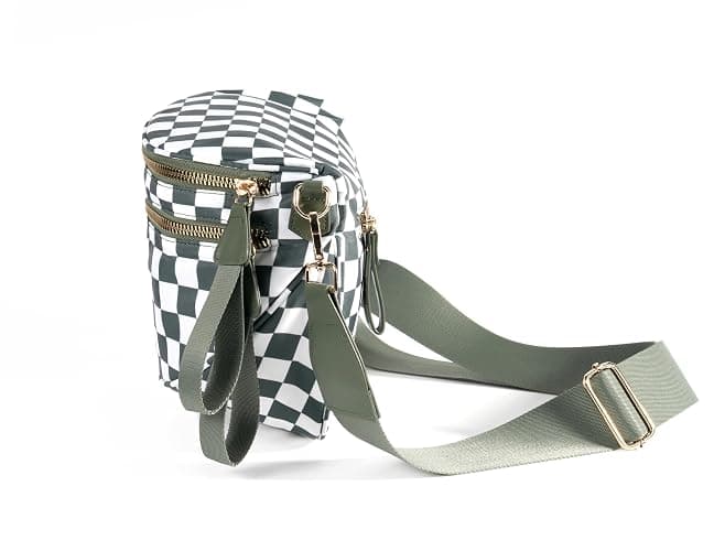 FEIBOON Spacious Checkered Nylon Crossbody Bag Bum Bag Handbags for Women | Checkered crossbody bag purses ,large crossbody bag mom bag diaper bag sling bag ,fanny packs wallet,Lightweight and spacious thumbnail 7
