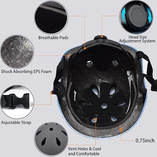 Kids Bike Helmet Set Adjustable for Children, Boys, Girls and Teenagers Aged 3-8 Years Includes Elbow, Knee, Wrist Guards Children's Helmet Protection Set for Bikes SkateboardsRollerskates thumbnail 4