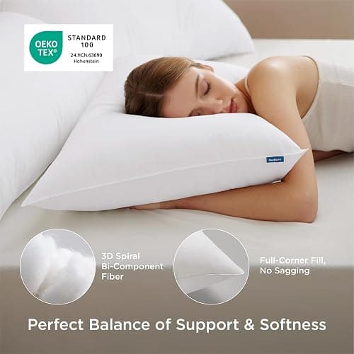 Bedsure Pillows Queen Size Set of 2 - Soft Bed Pillows for Sleeping 2 Pack, Fluffy and Supportive, Hotel Quality, Original Down Alternative Filling for Side, Back Sleepers thumbnail 2