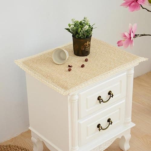YUZHANGHE Tablecloth Nightstand End Tabletop Dust Cover 15.7x17.7 Night Stand Table Linen - Khaki - Image 1