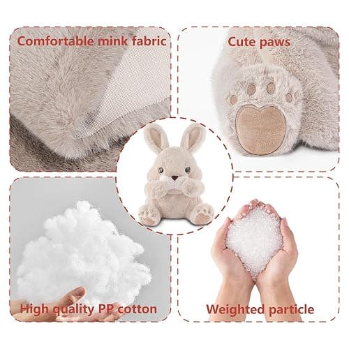 Niuniu Daddy 14" | 3.5 Pound Rabbit Weighted Bunny Stuffed Animals, Large Hugging Plush Animal Toys for Kids Adults Baby, Large Body Pillow for Sleep Gifts Presents Birthday Christmas Holiday thumbnail 5