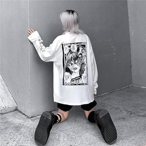 Gothic Cartoon Horror Graphic T-Shirt Women Character Print Loose Punk Japanese Pullover Top Harajuku Street Tees … thumbnail 7
