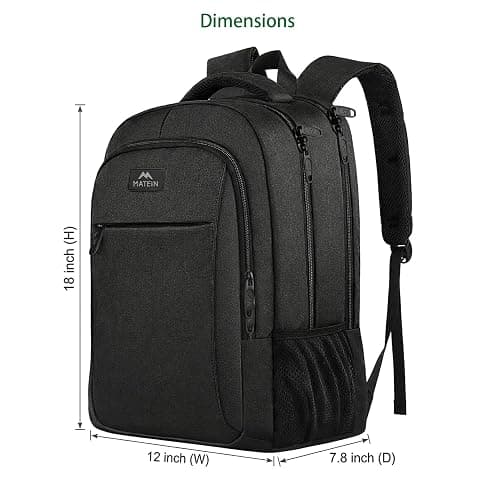 MATEIN Business Laptop Backpack, 15.6 Inch Travel Laptop Bag Rucksack, Water-Resistant Bag Daypack for Work College Computer Men Women Backpack, Black thumbnail 3
