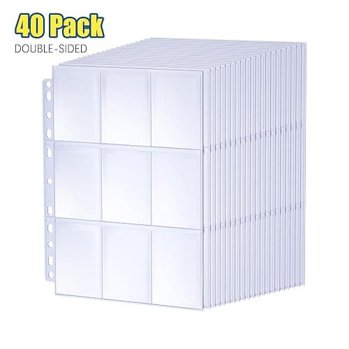 ABLY 720 Pocket Double Sided Card Sleeves, 9-Pocket, for 3 Ring Binder | 40 pages, trading card protector sheets for Pokemon, baseball, Skylanders, clear plastic, fit 3-ring binder thumbnail 9