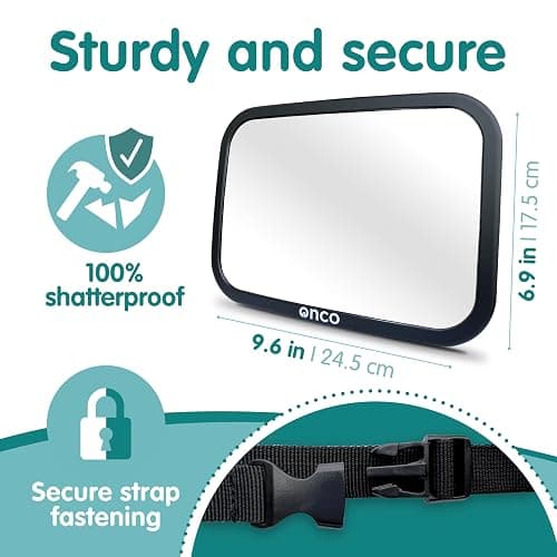Onco Baby Car Mirror for Back Seat - Double Award-Winning, 100% Shatterproof Mirror, 360° Baby Must Haves, New Born Essentials, Car Mirror Rear Facing, Universal & Shake-Proof thumbnail 5