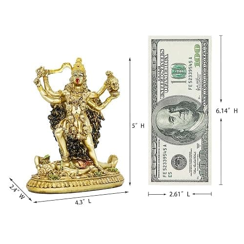 BangBangDa Hindu Goddess Kali Statue Sculpture - Indian God Decorative Antique Idol - India Goddess of Time and Death Figurine Murti Pooja Puja Buddha Temple Mandir Decor thumbnail 2
