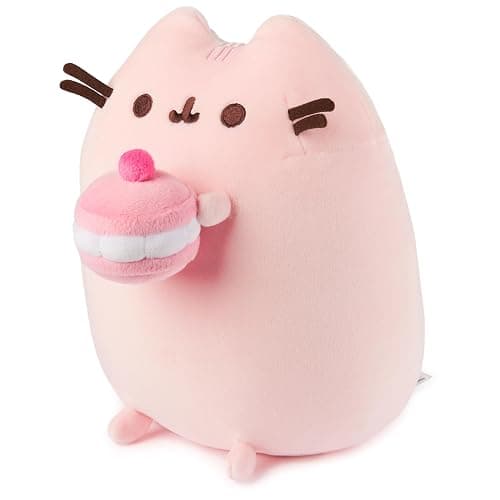 GUND Pusheen Cherry Macaron Squisheen Plush, Squishy Toy, Collectible Dessert Food Toy, Cat Stuffed Animal for Ages 8 and Up, Pink, 9.5” thumbnail 4